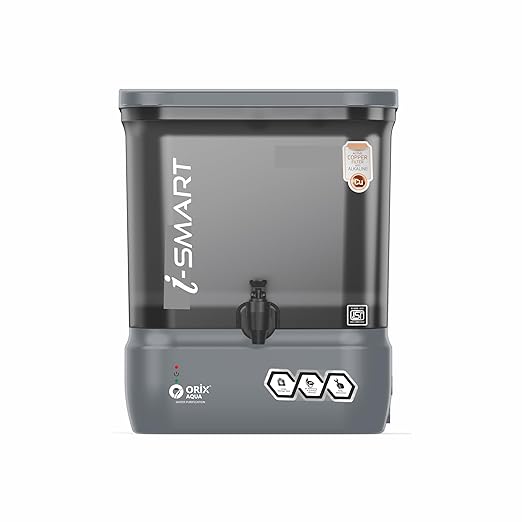 Orix Aqua I-Smart (Grey) 12 Lph RO+ALKALINE WITH COPPER+UVC+TDS Controller Water Purifier Comes With Smart LED Indicators & Installation Kit.